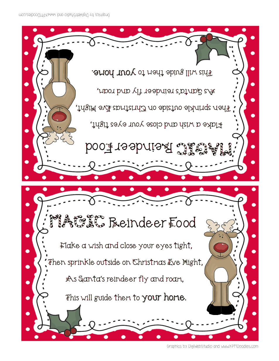 Reindeer Food pdf Christmas Kindergarten Christmas School Reindeer 