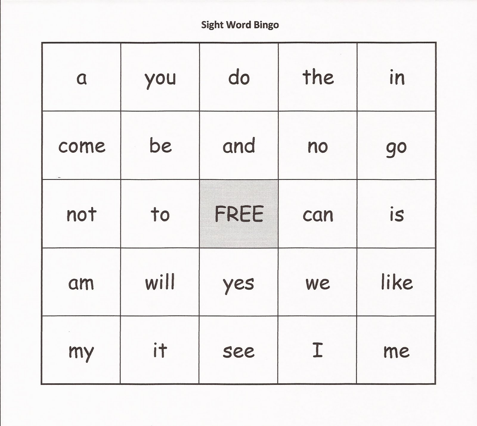 Relentlessly Fun Deceptively Educational Sight Word Bingo