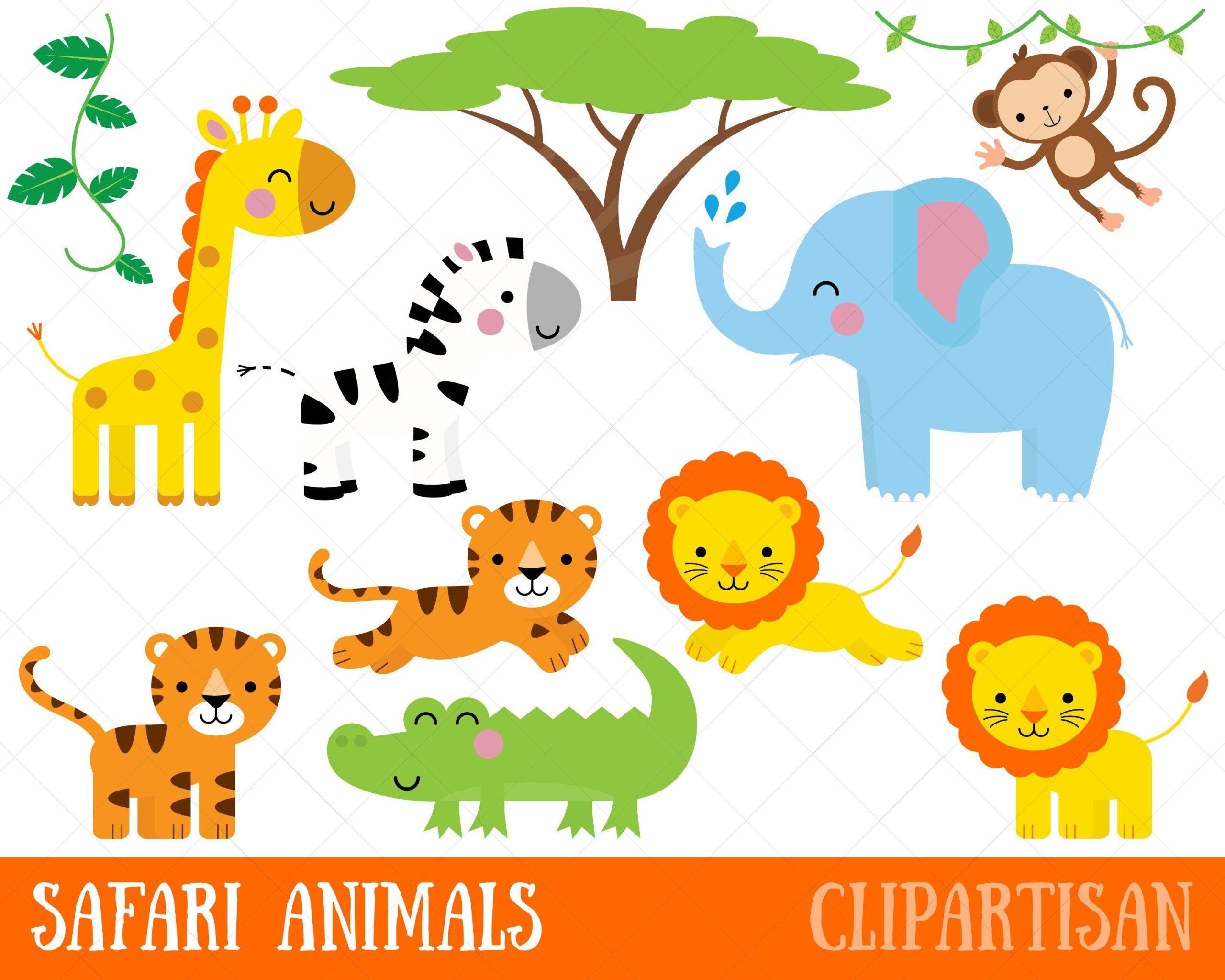 Safari Zoo Animals Clipart Zoo Keeper Jungle Animals Etsy Safari 