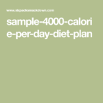 Sample 4000 calorie per day diet plan Meal Plan Weight Meal Plan
