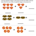 Superhero Math Kindergarten Addition Worksheet Printables Homeschool