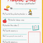 Thank You Teacher A Free Printable Stay At Home Mum