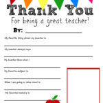 Thank You Teacher Free Printable