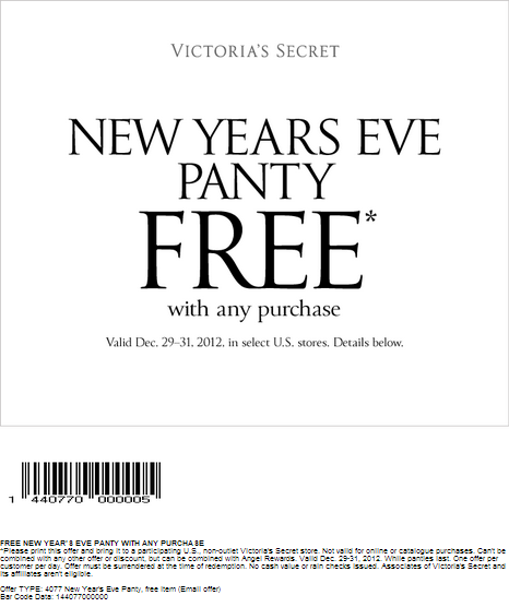 Victoria Secret s Free New Years EVE Panty Printable Coupon