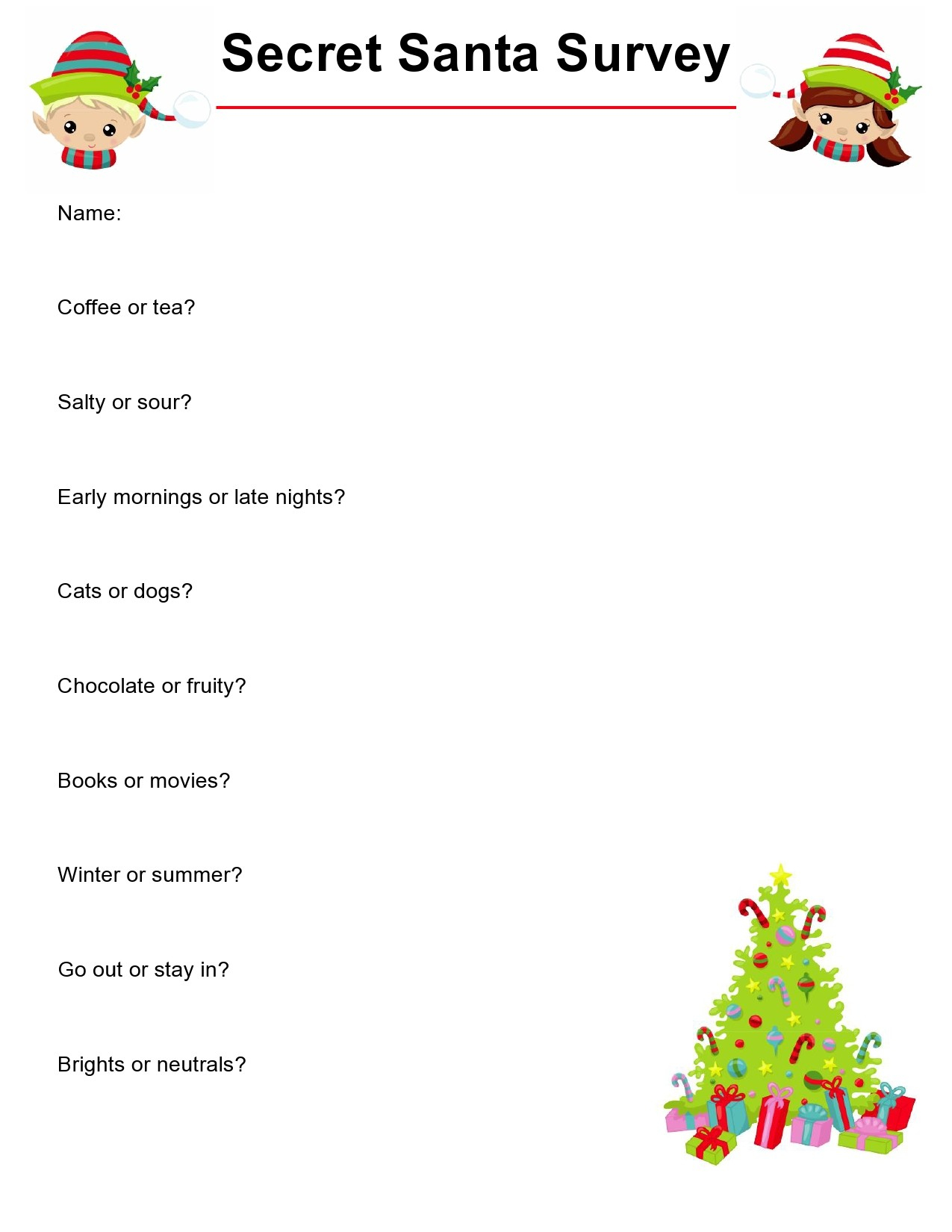 25 Printable Secret Santa Questionnaire Templates TemplateLab