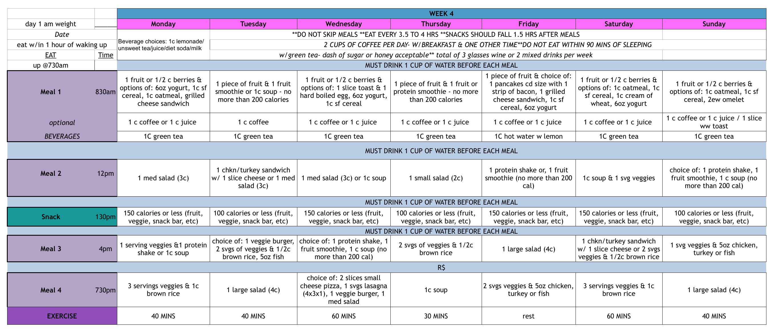 6 Week Shred Diet Plan Pdf