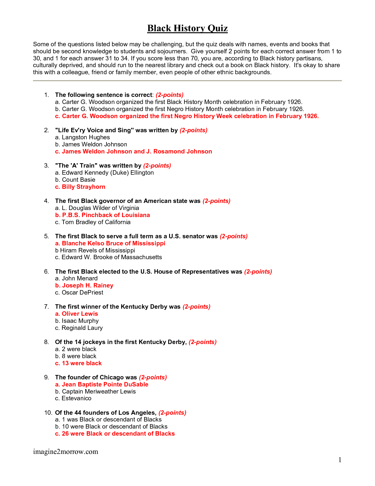 Black History Quiz Questions And Answers Printable That Are Universal