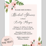 Bridal Shower Printable Invitation Light Pink Floral Chicfetti