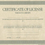 Certificate License For Minister Cokesbury
