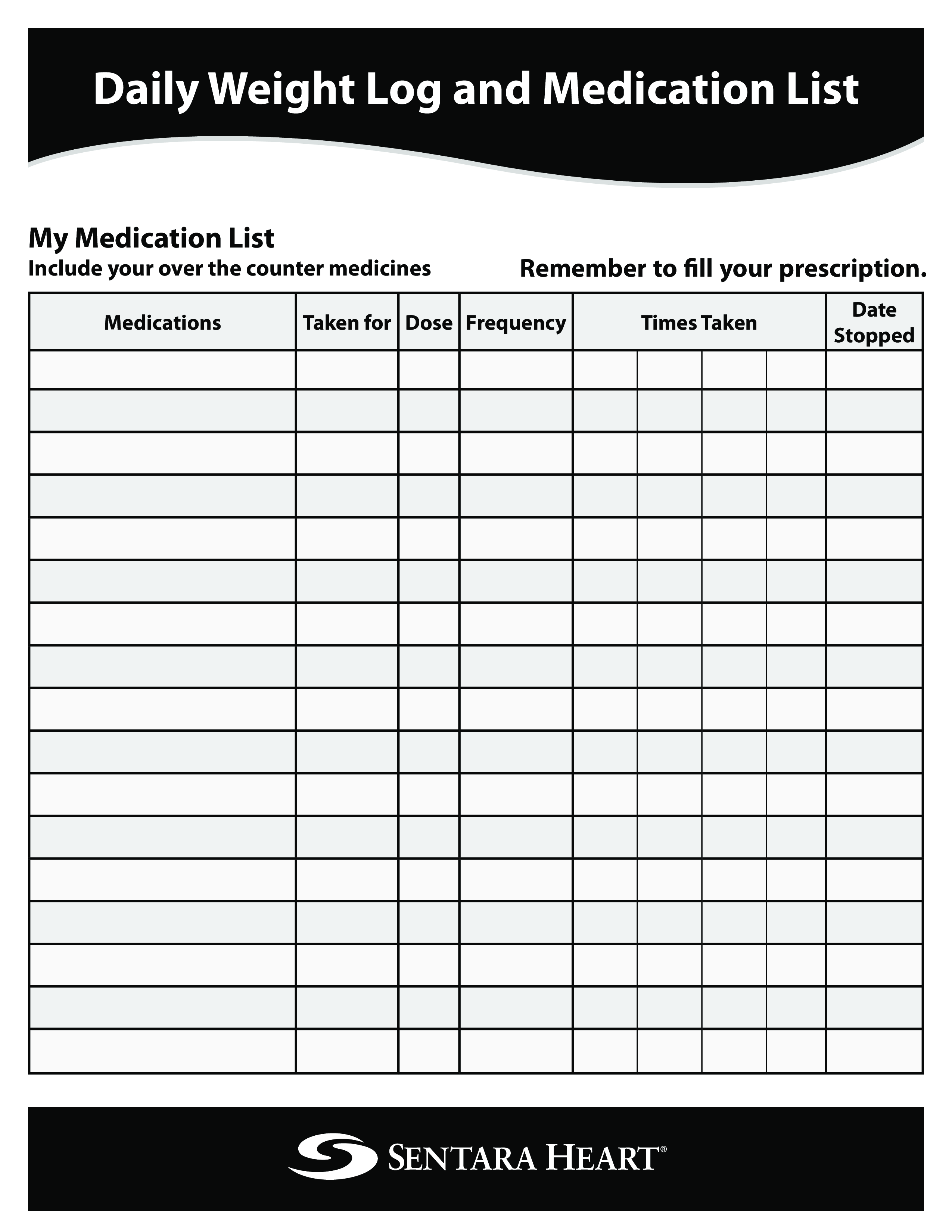 Daily Medication List Printable Templates At Allbusinesstemplates