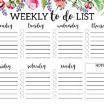 Floral Weekly To Do List Printable Checklist Template Paper Trail Design