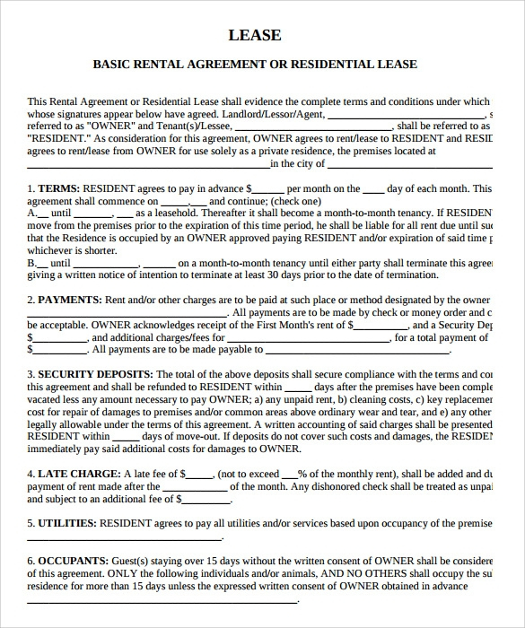 FREE 9 Sample Rental Agreement Templates In PDF MS Word