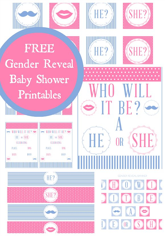 FREE Gender Reveal Baby Shower Party Printables From Printabelle 