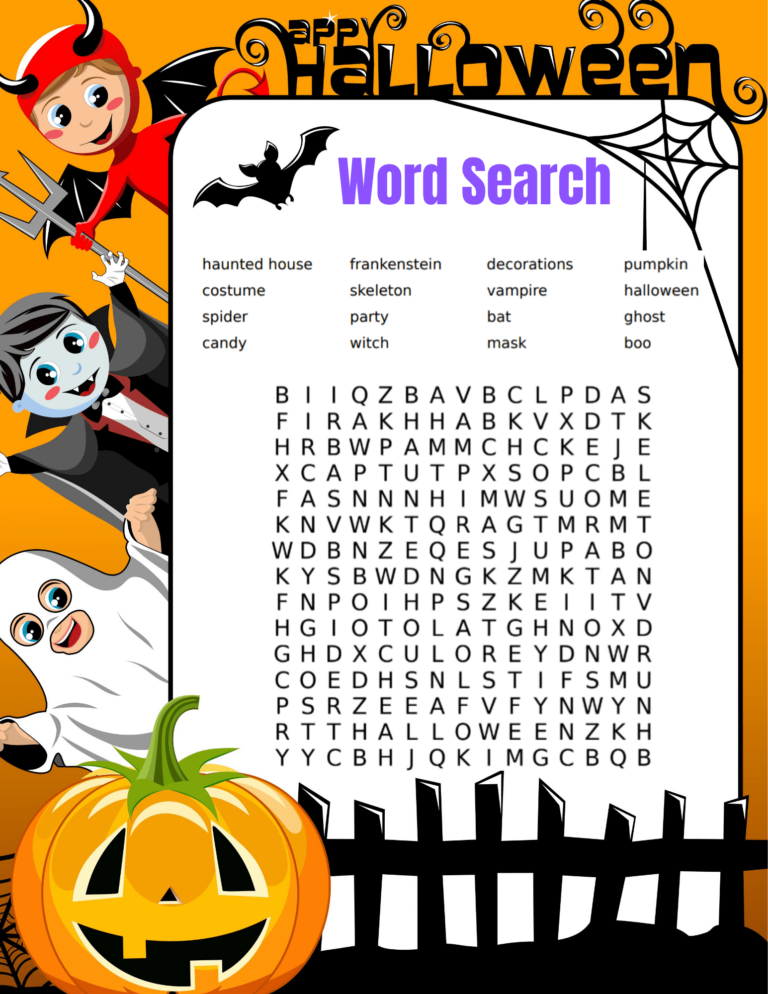 Free Halloween Word Search Printable For Kids