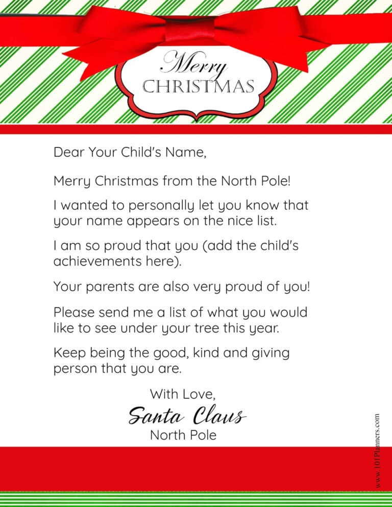 FREE Personalized Printable Letter From Santa To Your Child