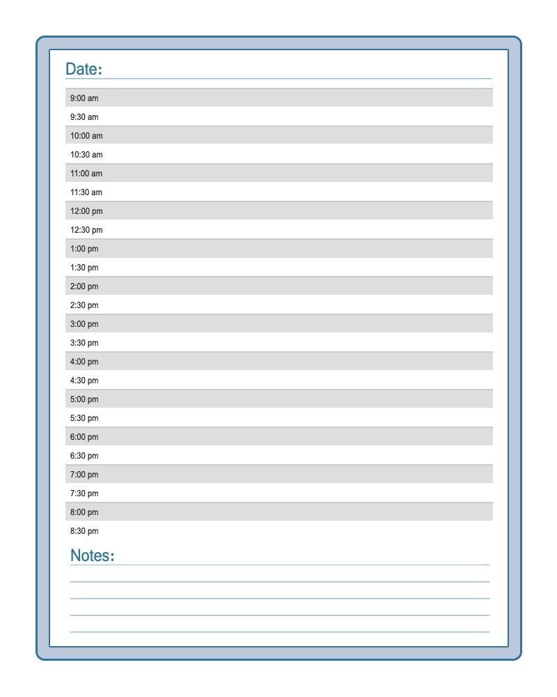 Free Printable Daily Calendar With Time Slots Template Calendar Design 