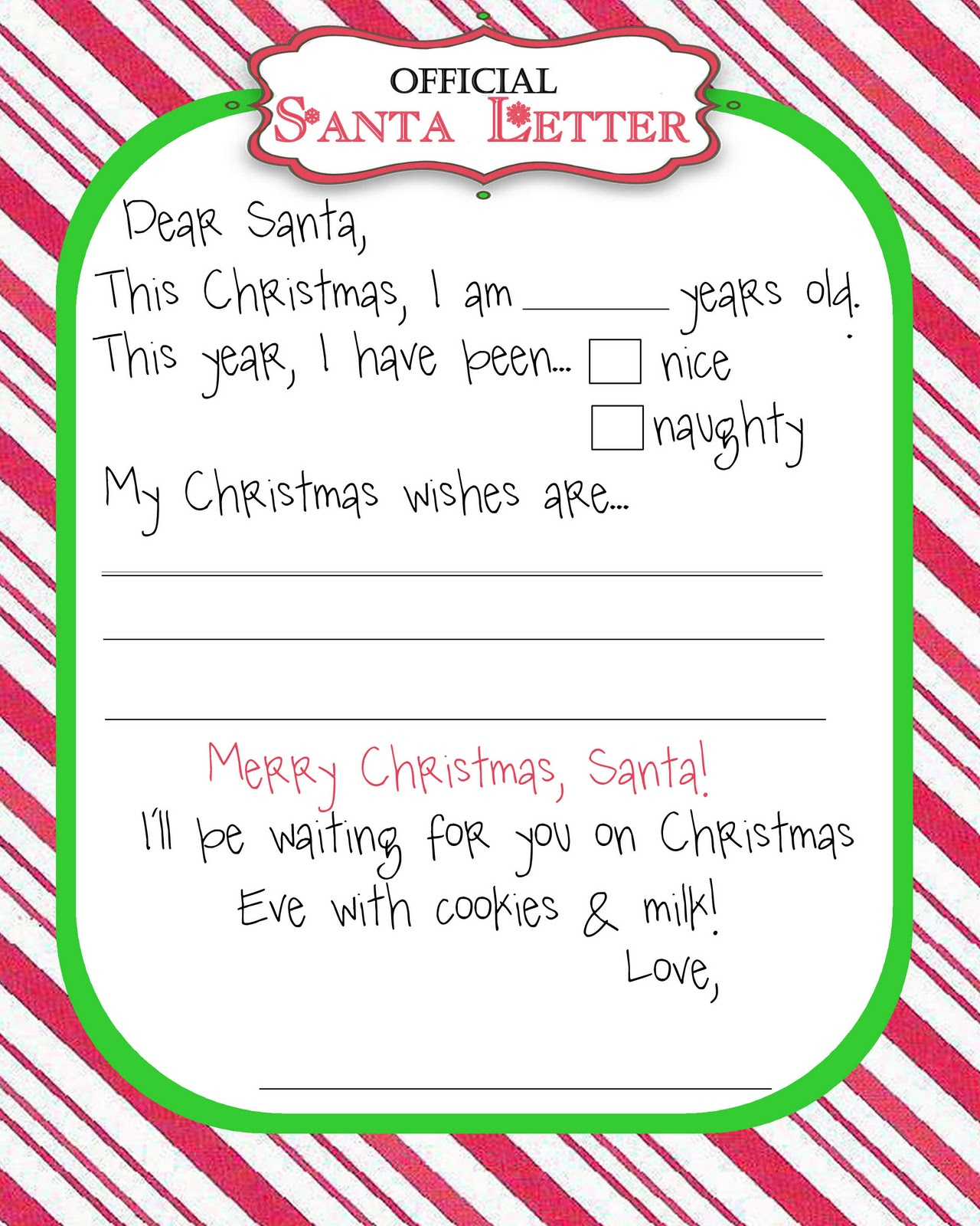 Free Printable Dear Santa Letter Templates HD Writing Co