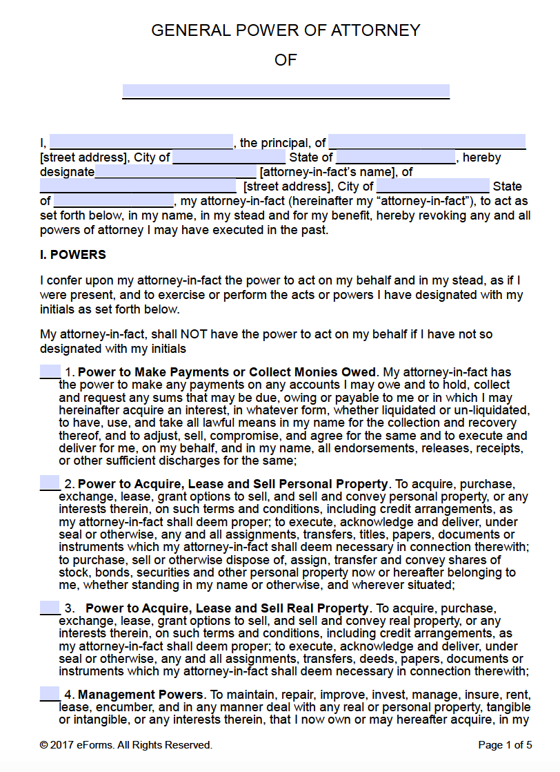 Free Printable General Power Of Attorney Form PRINTABLE TEMPLATES