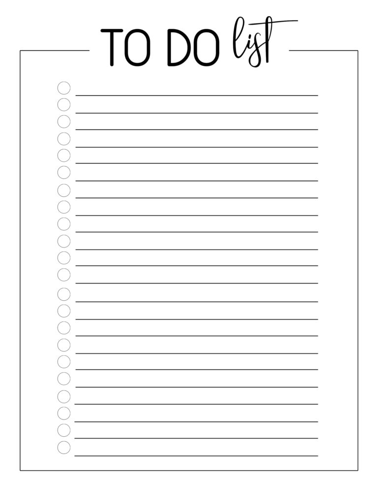 Free Printable To Do Checklist Template Paper Trail Design