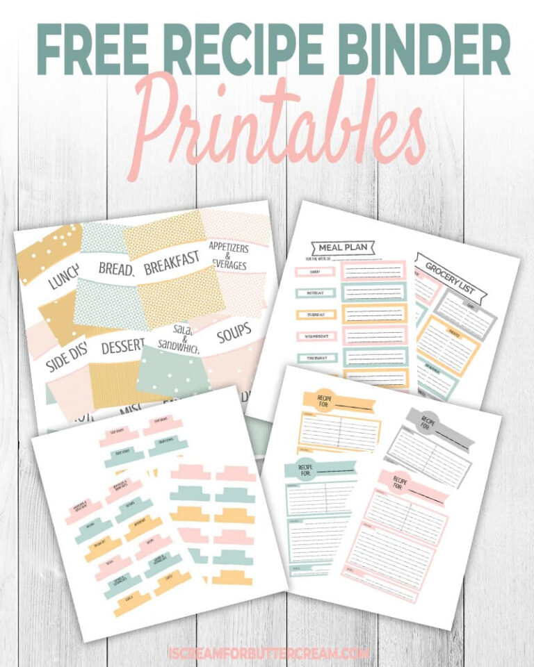 Free Recipe Binder Printables I Scream For Buttercream