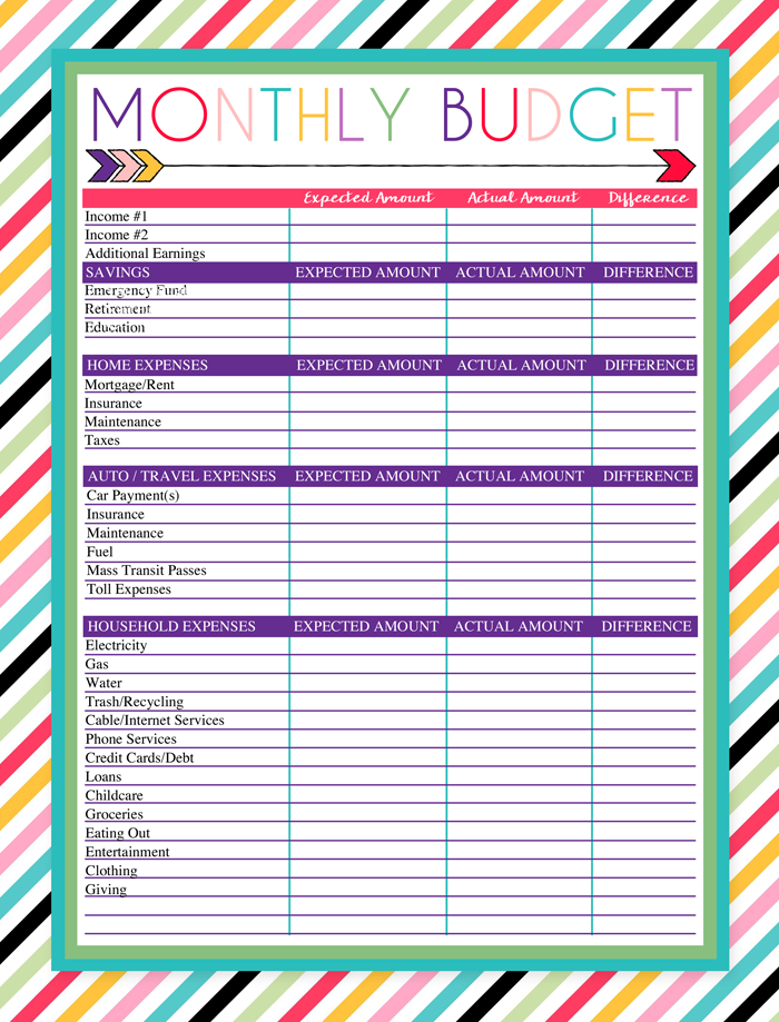 Great Monthly Budget Worksheet Printable Pdf Literacy Worksheets