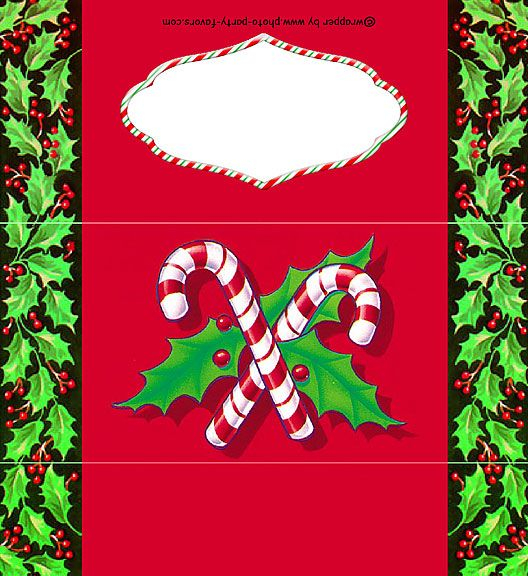 Holly And Candy Canes Free Printable 1 55 Oz Candy Bar Wrapper Ready 
