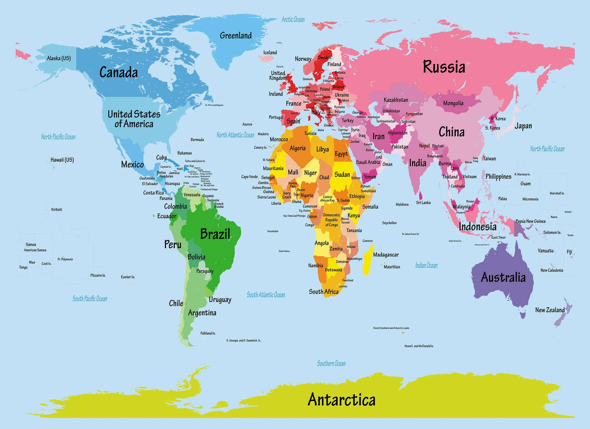 Kids Big Text Map Of The World