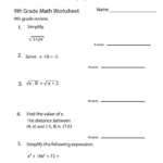Ninth Grade Math Practice Worksheet Worksheets Worksheets
