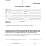 No Fault Divorce Agreement Template Printable Pdf Download