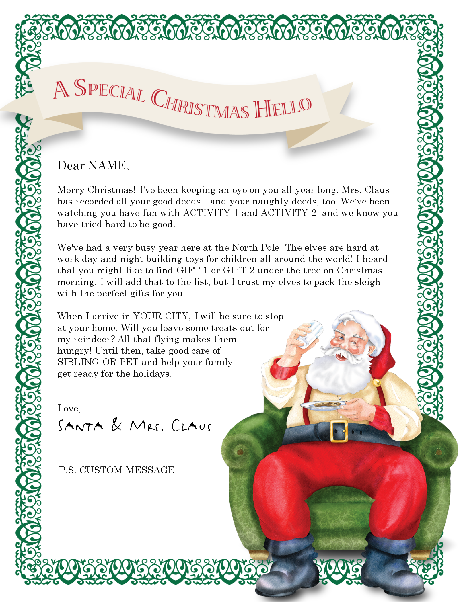 North Pole Santa Letter Santa Letter Template Free Santa Letter 
