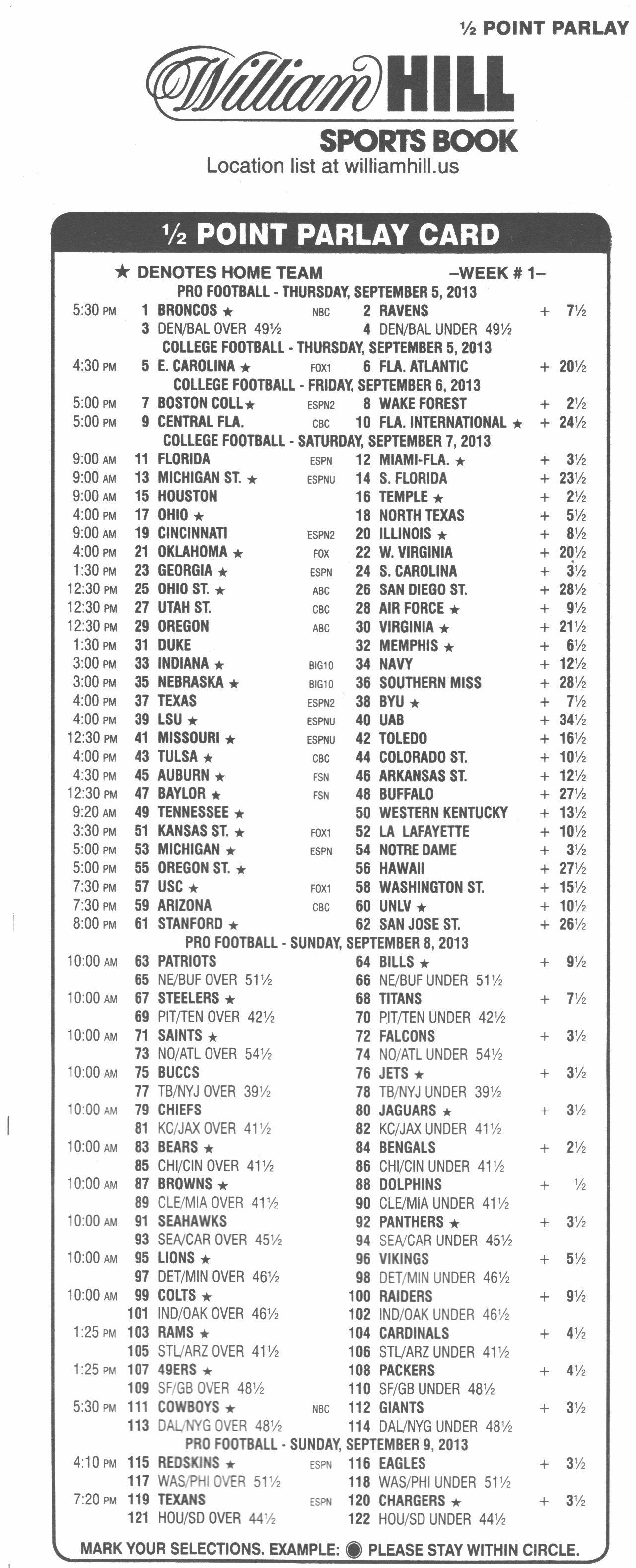 Parlay Bets In The Nfl Free Printable Football Parlay Cards Free 