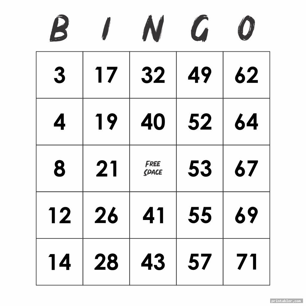 Printable Bingo Numbers 1 75 Gridgit