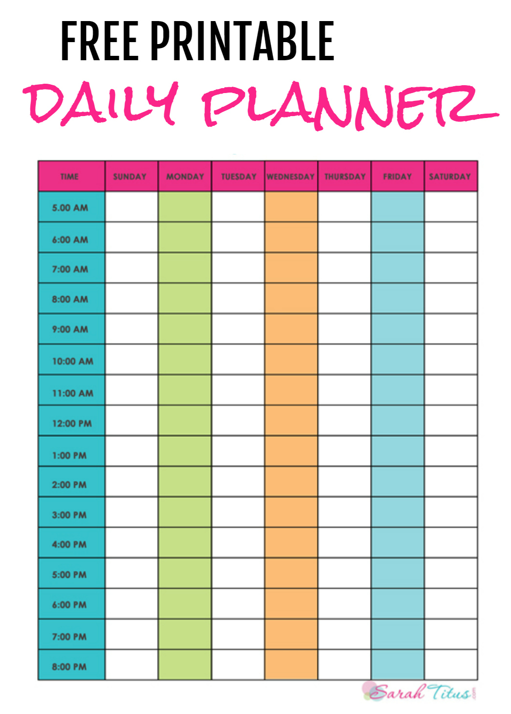 Printable Weekly Planner With Time Slots Calendar Inspiration Design