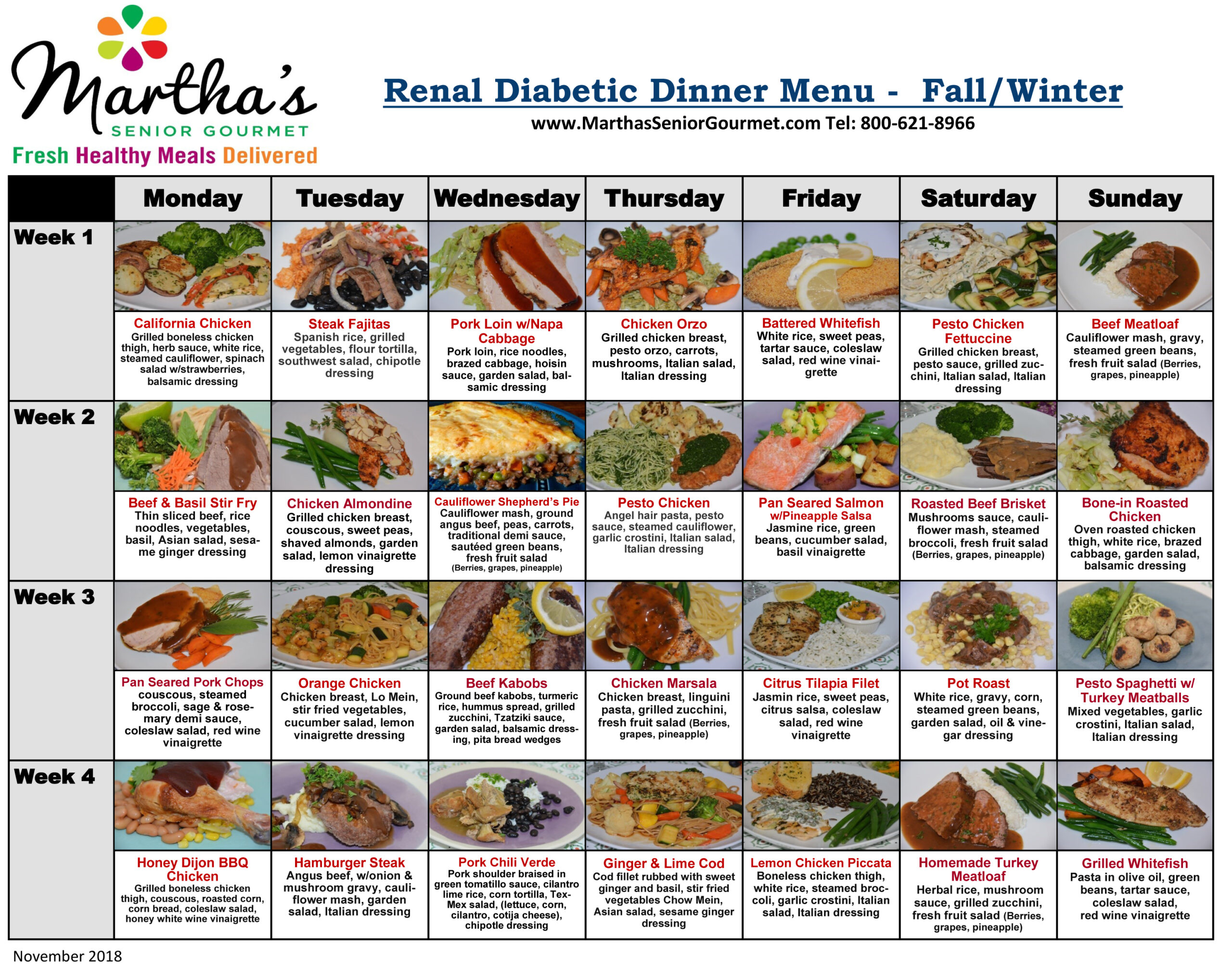 Renal Diabetic Menu