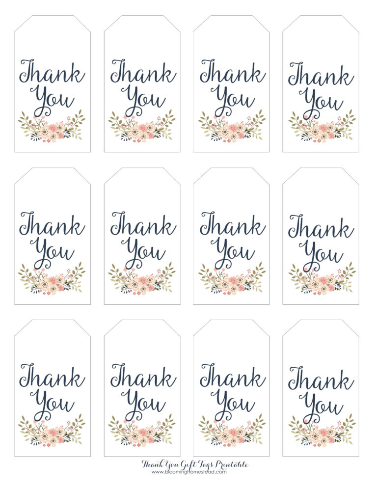 Thank You Gift Tags Blooming Homestead Free Printable Favor Tags