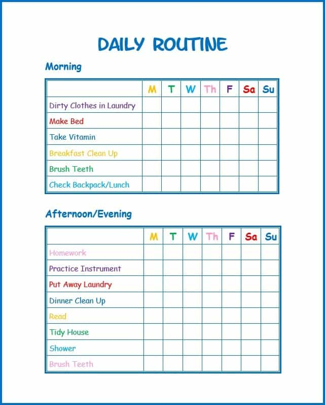 Use This Free Kids Daily Routine Printable To Develop Good Habits