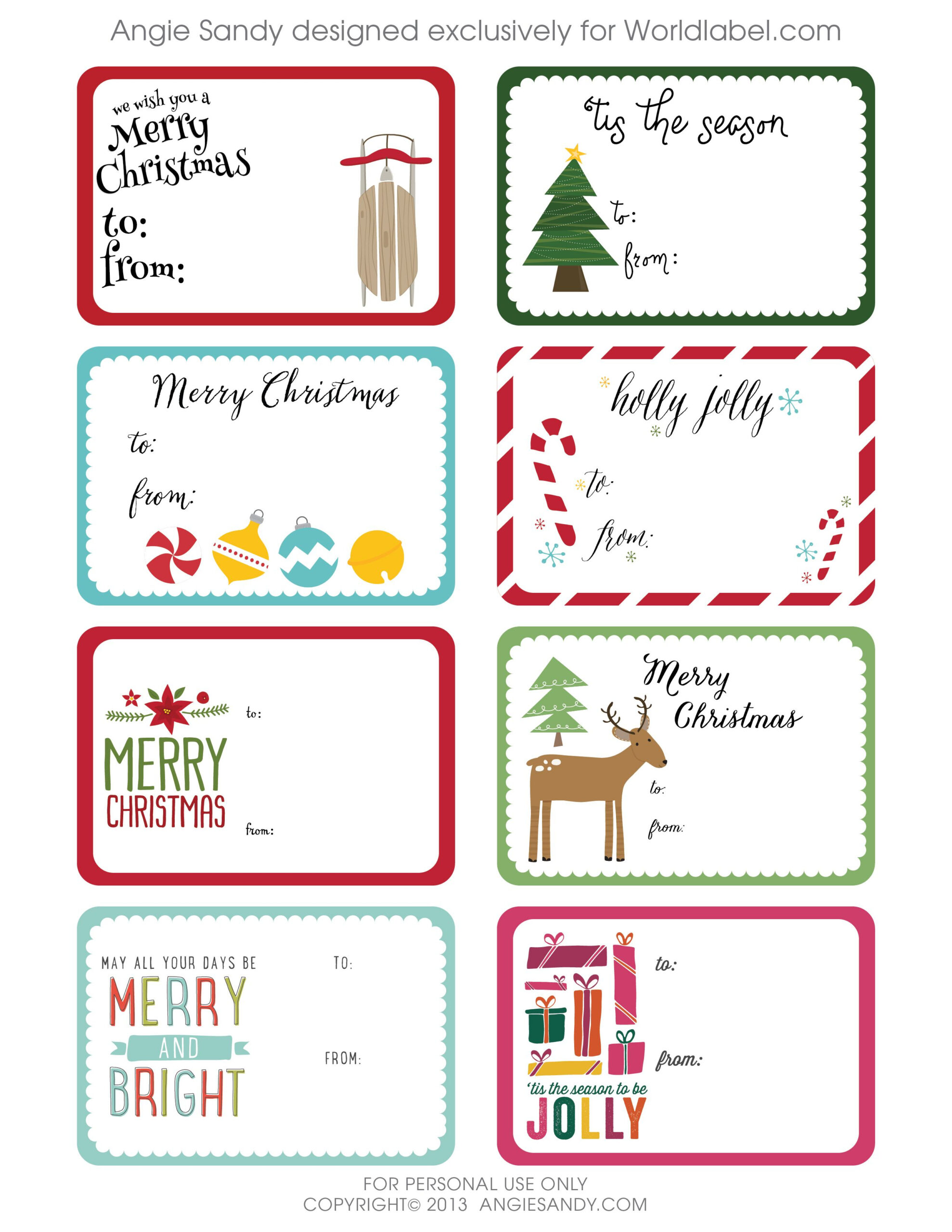 World Label Exclusive Christmas Gift Tag Printable Angie Sandy Art